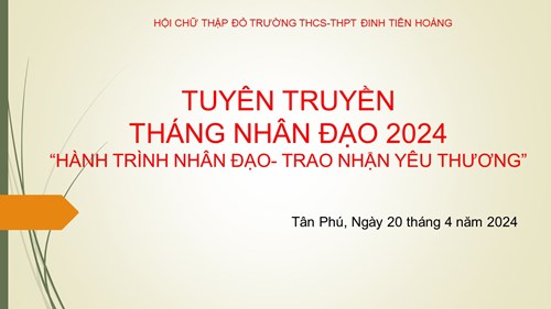 Sinh hoạt chuyên đề: Tuyên truyền tháng nhân đạo 2024