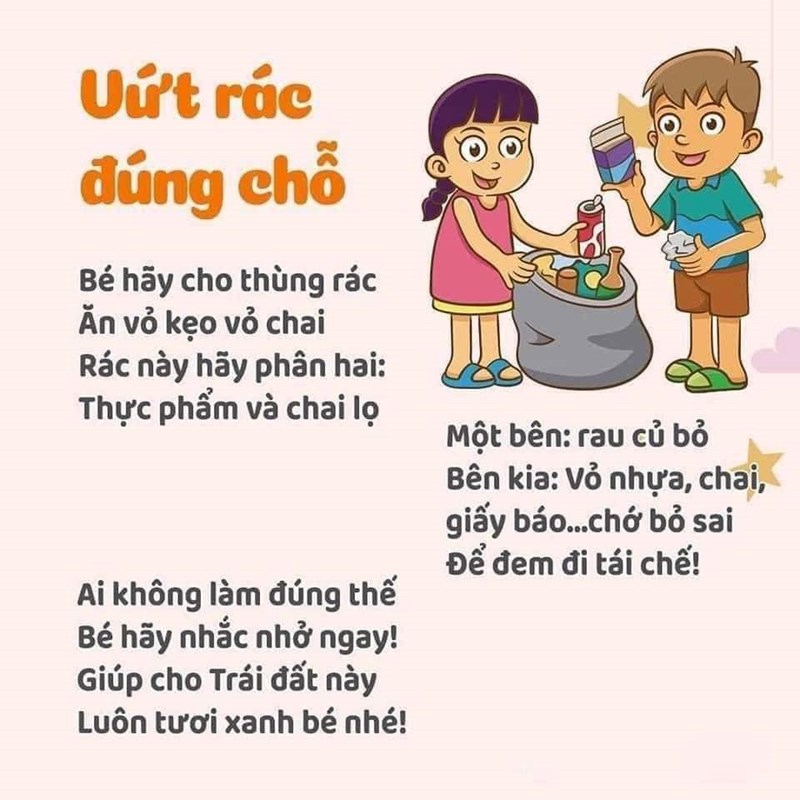 Bé ơi hãy nhớ  Vứt rác đúng chỗ 