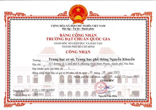 Chứng nhận trường đạt chuẩn Quốc gia