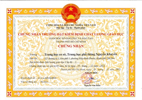 Chứng nhận trường đạt kiểm định chất lượng giáo dục