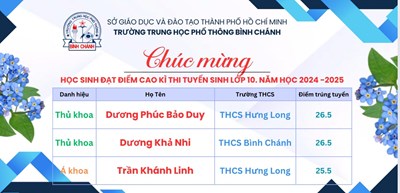Học sinh đạt điểm cao kì thi tuyển sinh lớp 10 năm học 2024 - 2025