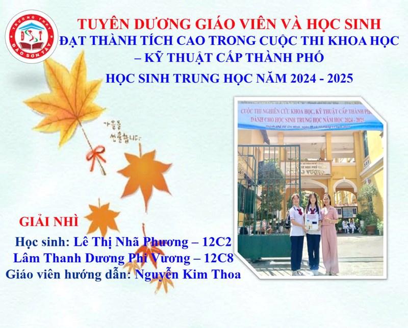 Trường THPT Đào Sơn Tây đạt 01 giải Nhì, 02 giải Ba cuộc thi Khoa học - Kỹ thuật cấp Thành phố khối Học sinh Phổ thông năm học 2024-2025