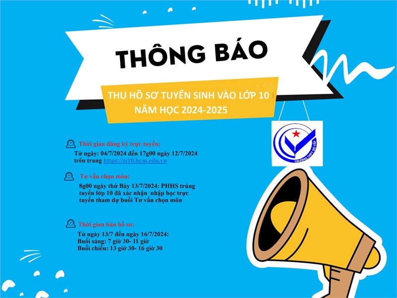 Thông báo Thu nhận hồ sơ học sinh lớp 10 năm học 2024-2025