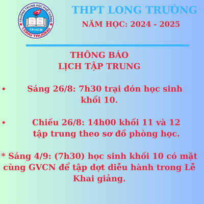 Lịch Tập Trung Tựu Trường