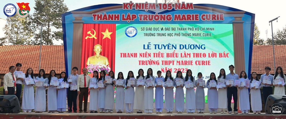 Thông báo số 04-TB/ĐTN-THPTMC ngày 09/01/2025 của Ban Chấp hành Đoàn Trường về Kết quả xét chọn và tuyên dương danh hiệu “Thanh niên tiêu biểu làm theo lời Bác Trường THPT Marie Curie” năm 2024