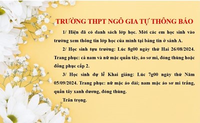 Thông báo khung thời gian năm học, lịch tựu trường và khai giảng năm học 2024-2025