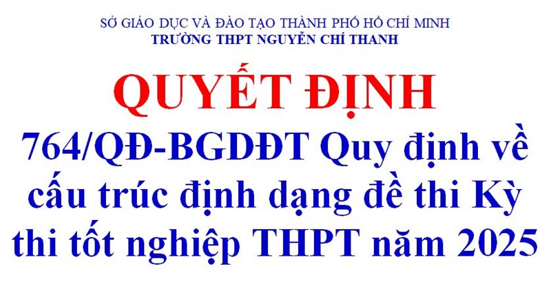 Quyết định 764/QĐ-BGDĐT Quy định về cấu trúc định dạng đề thi Kỳ thi tốt nghiệp trung học phổ thông năm 2025