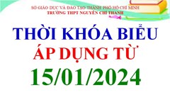 Thời khóa biểu Áp dụng từ 15/01/2024