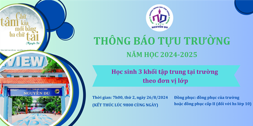 Thông báo tựu trường năm học 2024 - 2025
