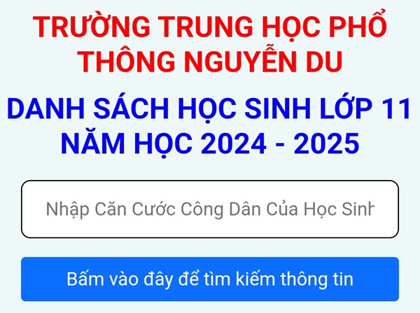Danh sách học sinh lớp 11 năm học 2024 - 2025