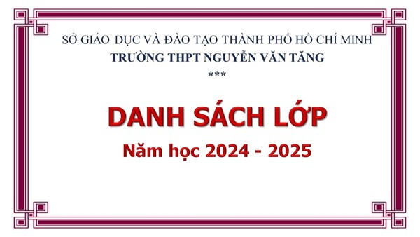 Danh sách lớp năm học 2024-2025