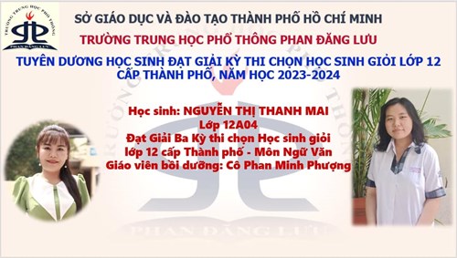 Giải Ba Ngữ Văn 12 Cấp Thành Phố | Giải Ba Địa Lý 12 Cấp Thành Phố | Đội tuyển Học Sinh Giỏi Trường THPT Phan Đăng Lưu