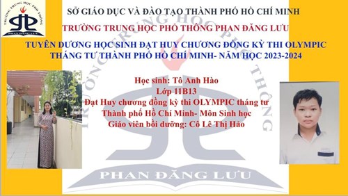 Đạt Huy Chương Đồng môn Sinh Học | OLYMPIC THÁNG 4 THÀNH PHỐ Năm học 2023- 2024
