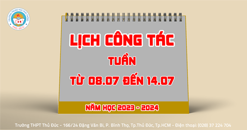 Lịch công tác - Tuần - Từ 08.07.2024 đến 14.07.2024