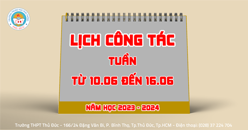 Lịch công tác - Tuần - Từ 10.06.2024 đến 16.06.2024