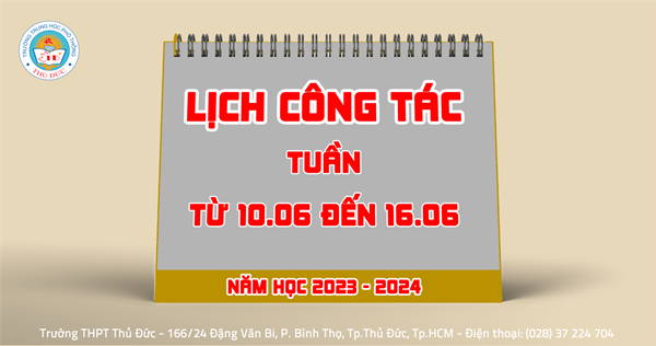 Lịch công tác - Tuần - Từ 10.06.2024 đến 16.06.2024
