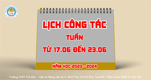 Lịch công tác - Tuần - Từ 17.06.2024 đến 23.06.2024
