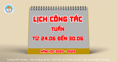 Lịch công tác - Tuần - Từ 24.06.2024 đến 30.06.2024