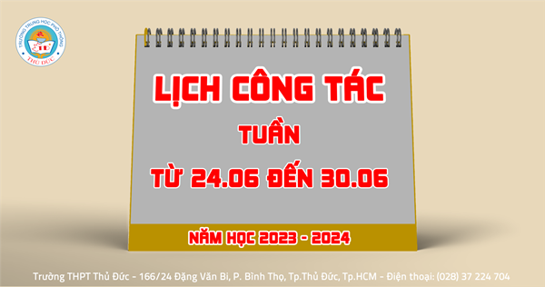 Lịch công tác - Tuần - Từ 24.06.2024 đến 30.06.2024