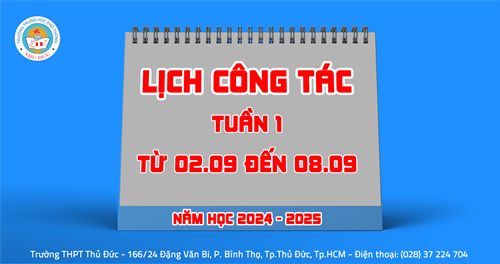 Lịch công tác - Tuần 1 - Từ 02.09.2024 đến 08.09.2024