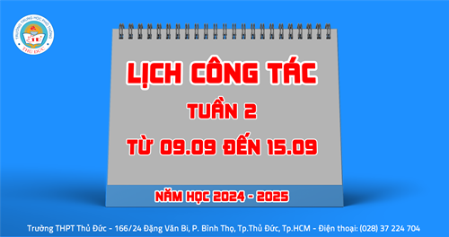 Lịch công tác - Tuần 2 - Từ 09.09.2024 đến 15.09.2024