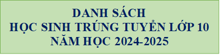 Danh sách học sinh trúng tuyển lớp 10 năm học 2024-2025