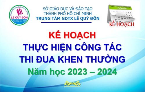 Kế hoạch thực hiện công tác thi đua khen thưởng năm học 2023-2024