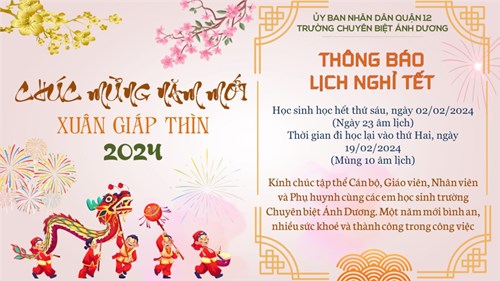 Thông báo lịch nghỉ Tết Nguyên Đán - Giáp Thìn 2024