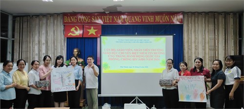 Cán bộ, giáo viên, nhân viên  Trường GDCB Niềm Tin quận Phú Nhuận hưởng ứng Ngày Thế giới phòng, chống HIV/AIDS ( 01/12)