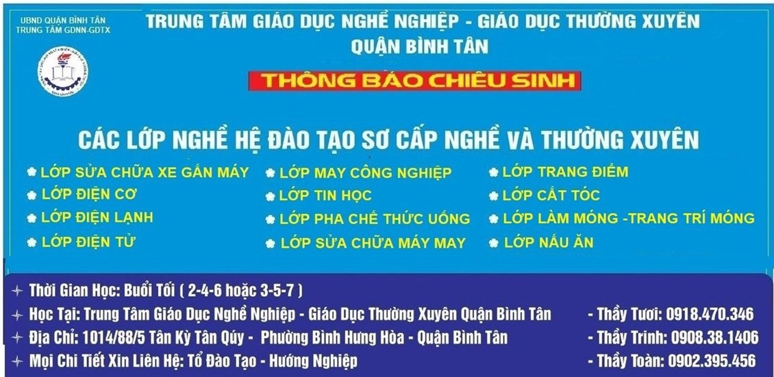 Tuyển sinh nghề hệ sơ cấp - thường xuyên