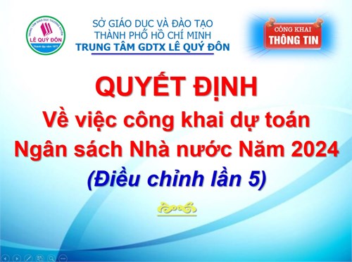Quyết định Về việc công khai dự toán ngân sách Nhà nước năm 2024 (điều chỉnh lần 5)