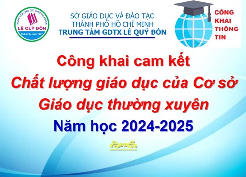 Công khai cam kết Chất lượng giáo dục của Cơ sở Giáo dục thường xuyên Năm học 2024-2025