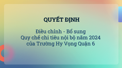 Nội dung điều chỉnh bổ sung Quy chế Chi tiêu nội bộ năm 2024 của Trường Hy Vọng Quận 6