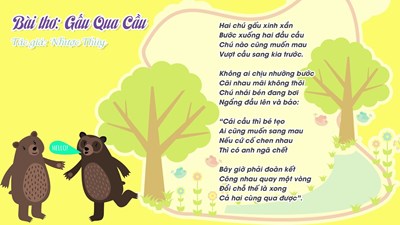 Bài thơ ;   gấu qua cầu   