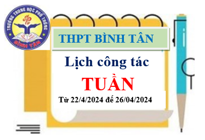 Lịch công tác tuần từ 22/4/2024 đến 26/4/2024