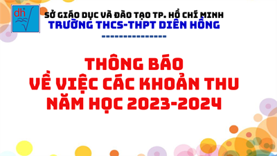 Thông báo V/v các khoản thu năm học 2023-2024