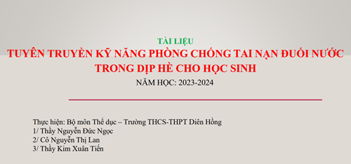 Tuyên truyền kỹ năng phòng chống tai nạn đuối nước trong dịp hè cho học sinh.