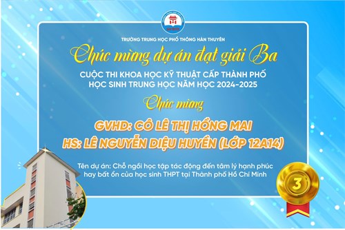 Chúc mừng Thành tích nhà trường trong Kỳ thi Khoa học kỹ thuật cấp Thành phố năm học 2024-2025