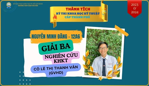 Chúc mừng Thành tích nhà trường trong Kỳ thi Khoa học kỹ thuật cấp Thành phố năm học 2023-2024
