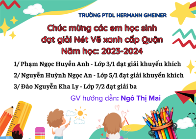 Tuyên dương học sinh đạt giải Nét vẽ xanh cấp Quận năm học 2023-2024
