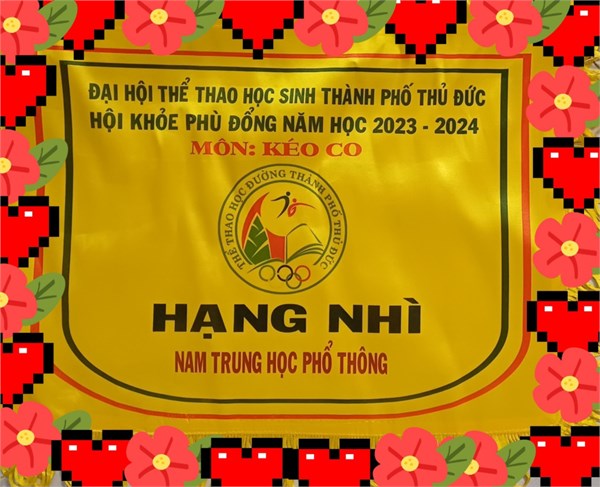Trường THPT Hiệp Bình xin chúc mừng các em học sinh trong đội tuyển môn Kéo co đã xuất sắc đạt Huy chương bạc tại  Đại hội Thể thao Học sinh thành phố Thủ Đức - Hội khỏe Phù Đổng năm học 2023-2024.