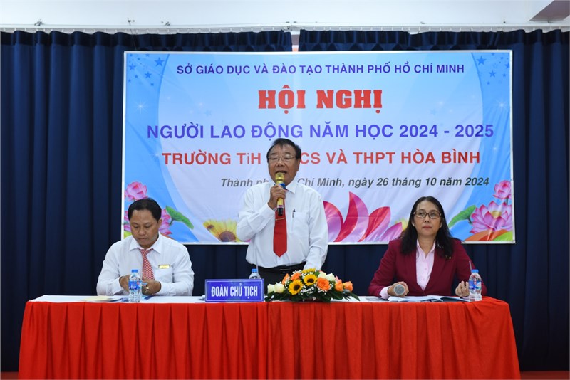 Hội nghị người lao động năm học 2024-2025 trường TiH, THCS và THPT Hòa Bình