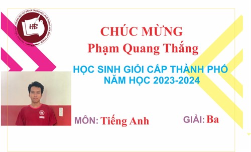 Khen thưởng học sinh giỏi cấp thành phố, năm học 2023-2024