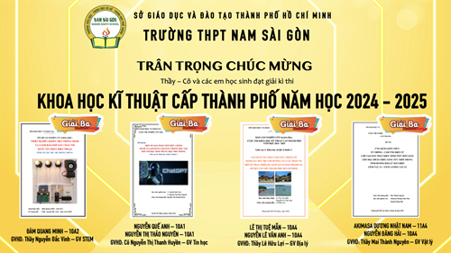 Chúc mừng thầy cô và học sinh đạt giải kì thi KHKT cấp thành phố, năm học 2024 - 2025