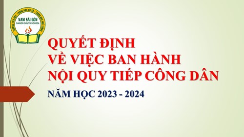 Quyết định về việc ban hành Nội quy tiếp công dân, năm học 2023 - 2024