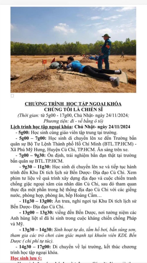 Hoạt động trải nghiệm môn GDQP-AN