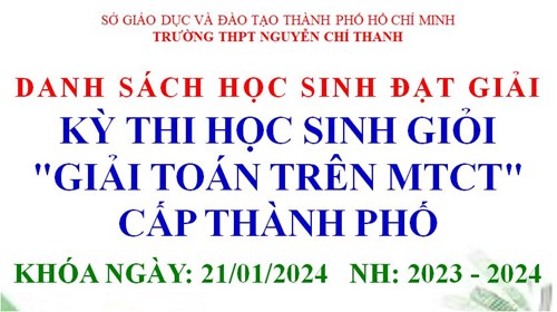 Danh sách học sinh đạt giải kỳ thi học sinh giỏi  giải toán trên mtct  cấp thành phố