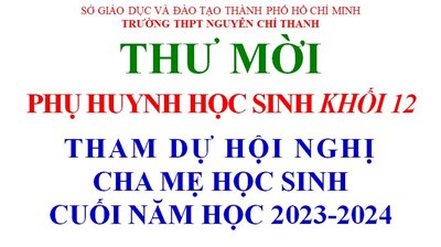 Thư mời PHHS Khối 12 Dự họp Hội Nghị Cha Mẹ Học Sinh Cuối Năm học 2023-2024