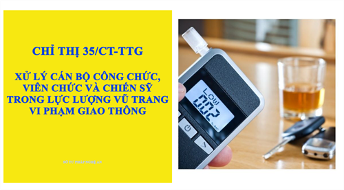 Chỉ thị số 35/CT-TTg của Thủ tướng Chính phủ: Về xử lý cán bộ, công chức, viên chức và chiến sỹ trong lực lượng vũ trang vi phạm quy định về điều khiển phương tiện giao thông mà trong máu hoặc hơi thở có nồng độ cồn; không hợp tác với lực lượng chức năng trong xử lý vi phạm.