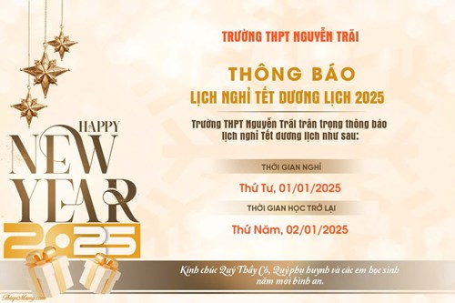 Thông báo lịch nghỉ tết dương lịch 2025